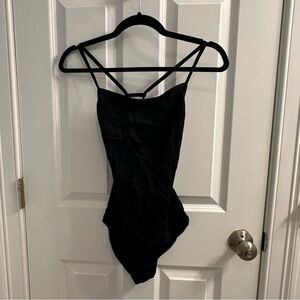 Mariia black open back leotard